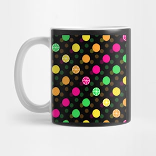 Bright Citrus Polka Dots (Black) Mug